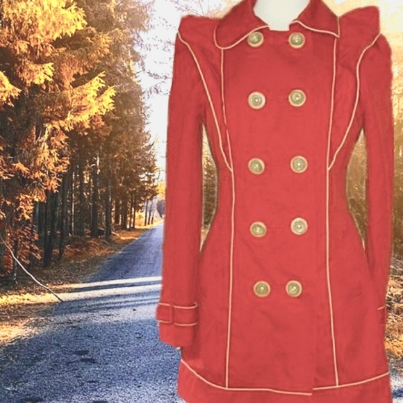 Nordstrom Leifsdottir ruffle puff sleeve short trench coat jacket - Picture 2 of 8